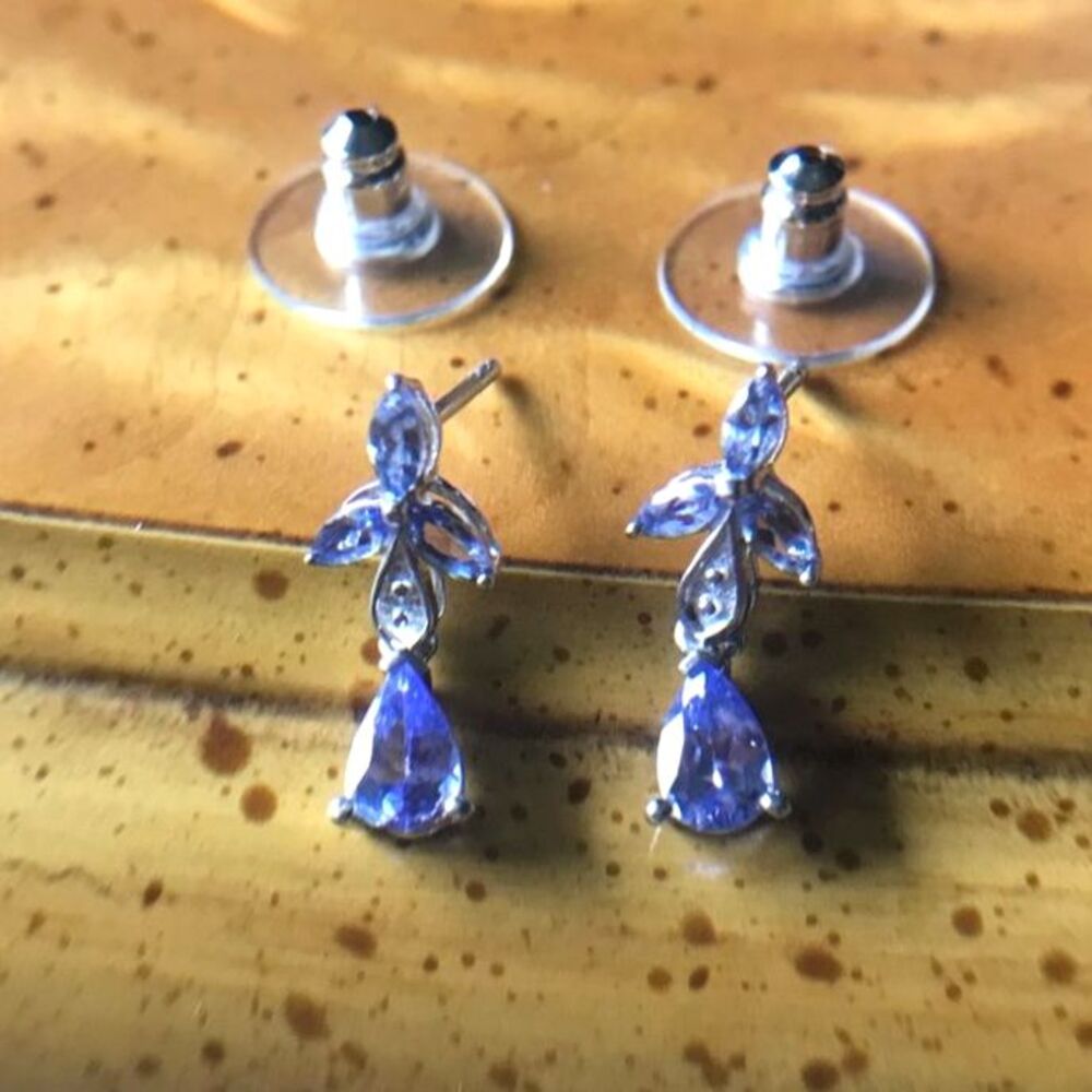 Natural Tanzanite Sterling Silver Dangle Earrings
